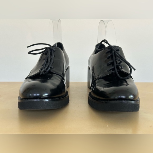 Jeffrey Campbell Patrice H Black Faux Patent Lace Up Oxford Women's Size 9.5 - Picture 8 of 9